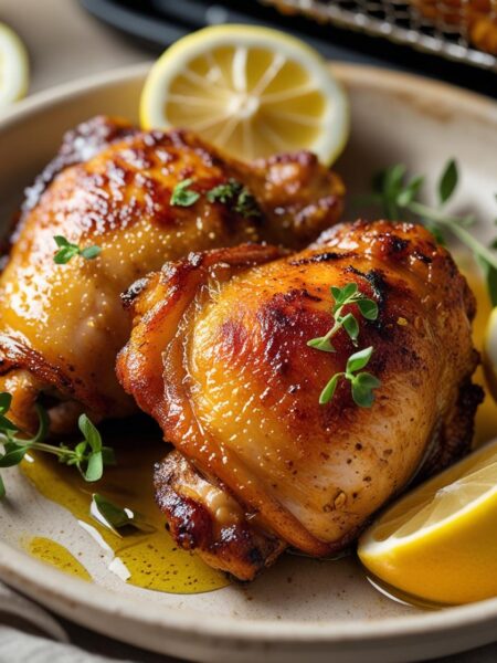 Air fryer Chicken Thighs with Lemon and Oregano