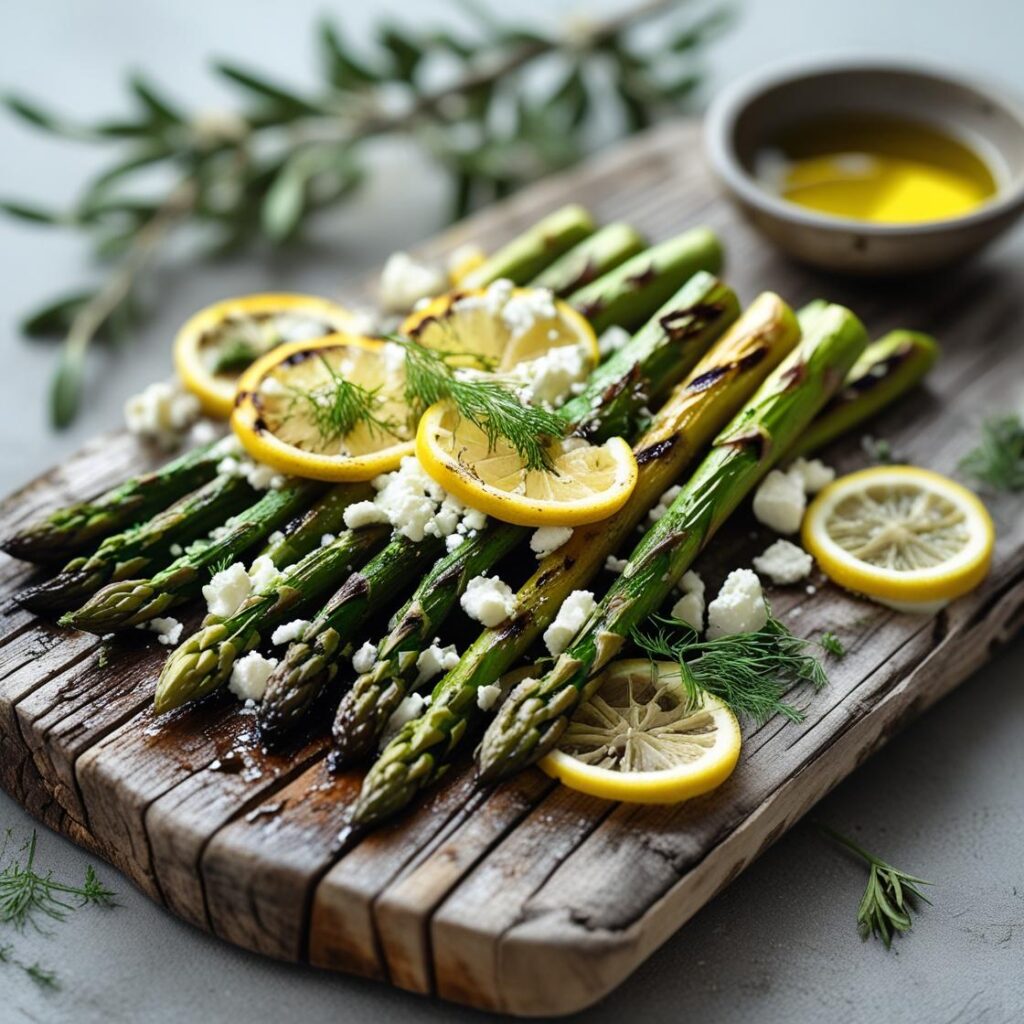 Grilled Asparagus with Lemon and Feta