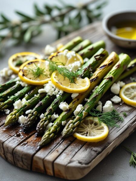 Grilled Asparagus with Lemon and Feta
