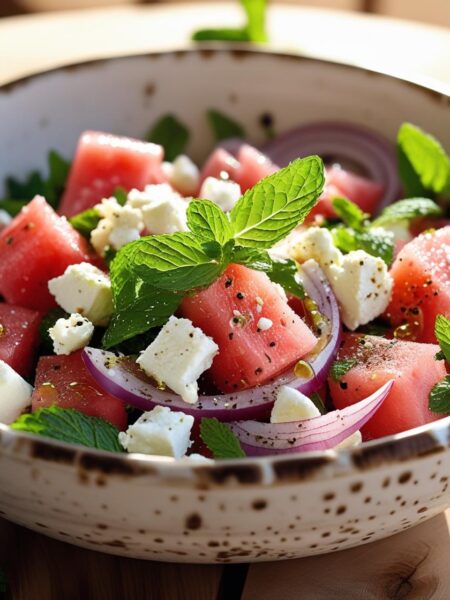 Mediterranean Watermelon Salad with Feta & Mint