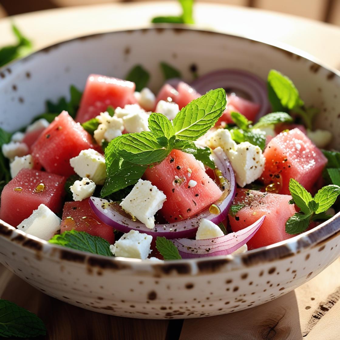 Mediterranean Watermelon Salad with Feta & Mint