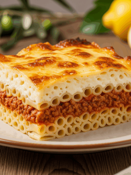 Pastitsio – Greek pasta with meat and béchamel (Greek lasagna)