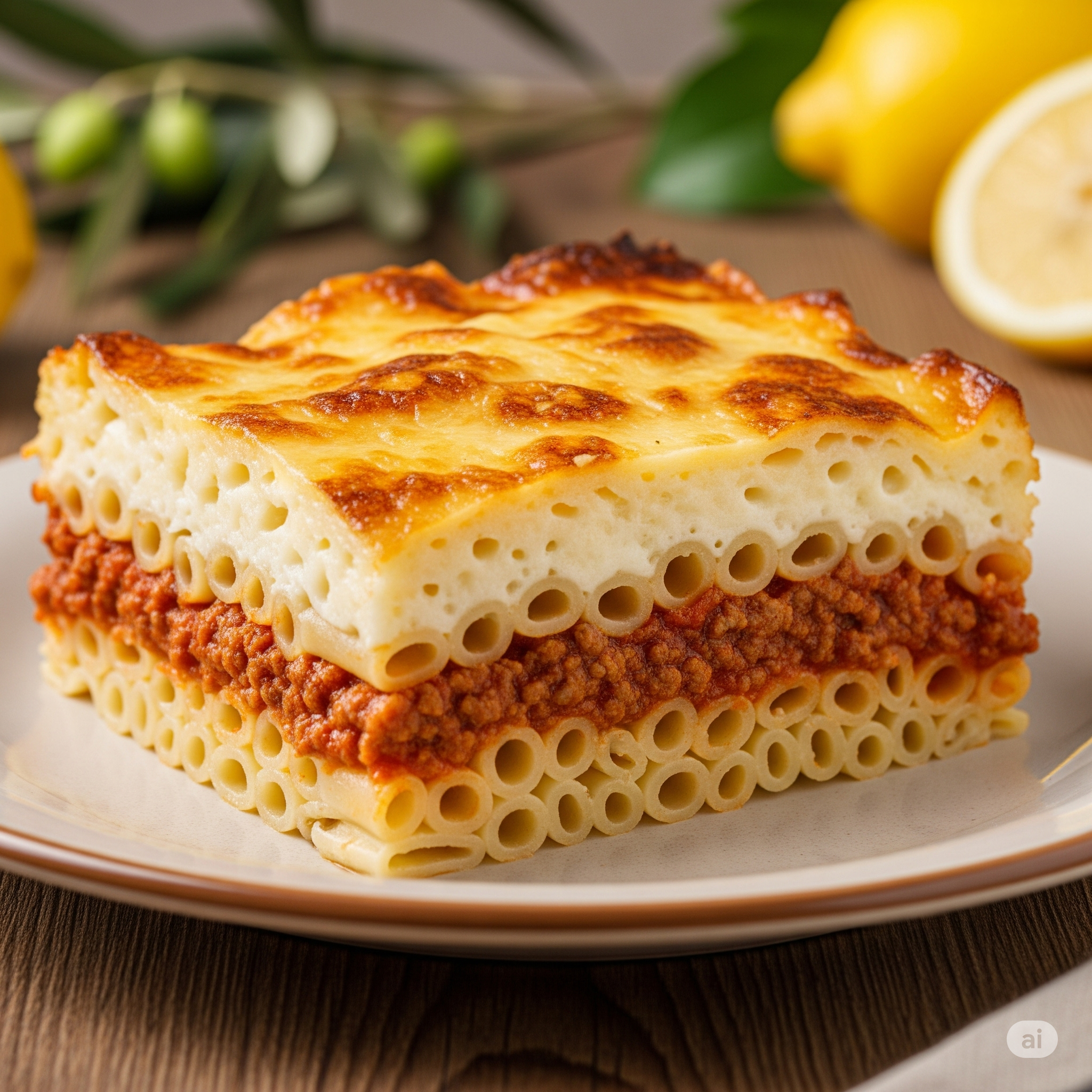 Pastitsio – Greek pasta with meat and béchamel (Greek lasagna)
