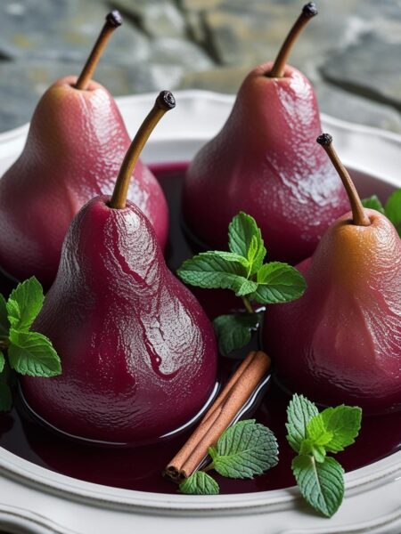 Poached Pears in Greek Red Wine1